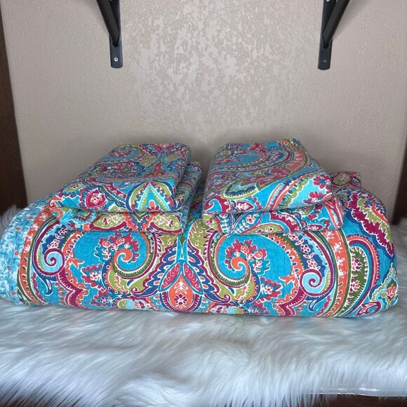 New Lake Boho Moroccan Bedspread Quilt Sham Set Reversible Coverlet Size Queen - Picture 12 of 14